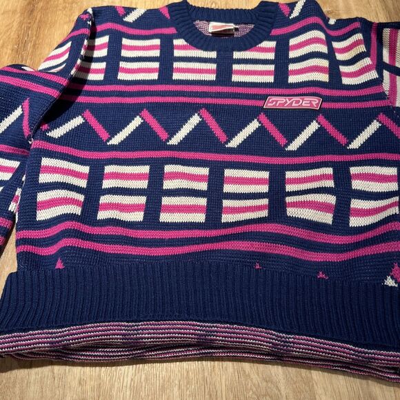 Vintage 1990's Men's SPYDER 100% Wool Active Boulder Ski Sweater Pullover Size M - Picture 11 of 16